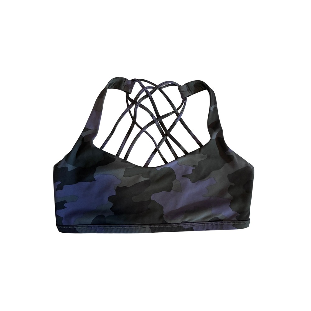 Lululemon Free To Be Wild Bra Size 6 Heritage 365 Camo Green Purple Strappy Back